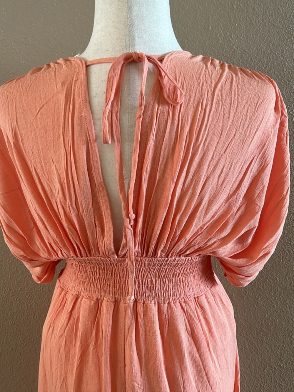 Timing Coral Pleated V-Neck Maxi Dress - Picture 9 of 12